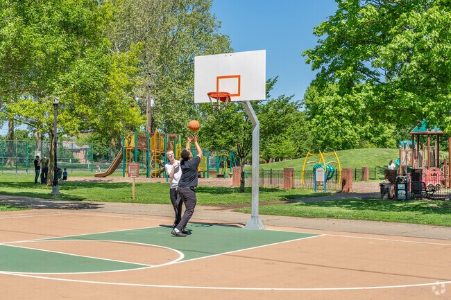 Schiller Park near Merion Village features a basketball court.