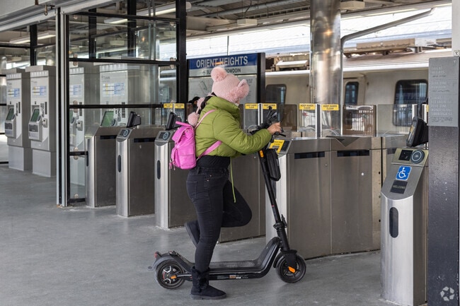 A quick scooter ride from Cottage Hill will get you to Orient Heights on the Blue Line.
