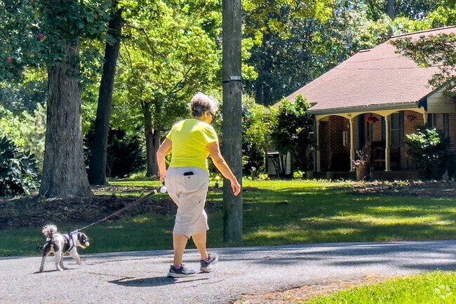 Strolling with pets is a common sight in the Larrymore Lawns neighborhood.