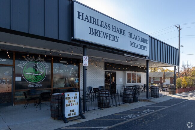 Hairless Hare Brewery is located on the west end of Vandalia and serves local brews and pizza.