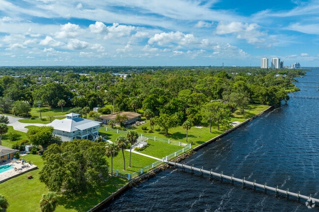 Morningside waterfront features large homes on spacious lots.