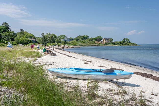 Families gather at Dock Beach on Fishers Island to swim, relax, and enjoy the views.