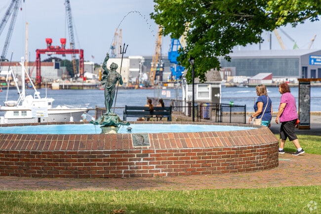 The Charles Hovey Fountain can be found in Downtown Portsmouth overlooking the river.