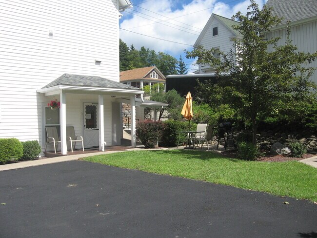 Private entrance, off street parking