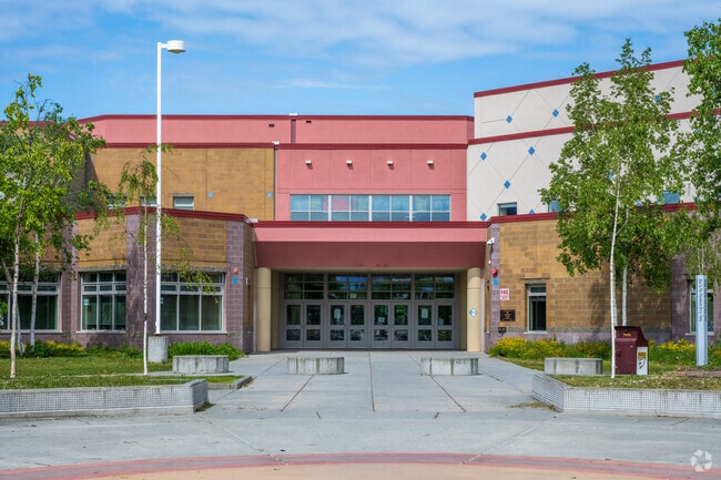Dimond High School's front entrance.