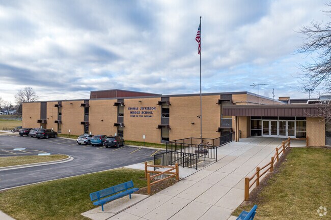 The entry to Thomas Jefferson Middle school in Port Washington.