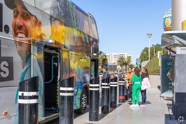 Visitors can ride the many busses through the strip, to and from Meadows Village.