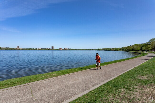 Bde Maka Ska provides scenic lake views to joggers and cyclists.