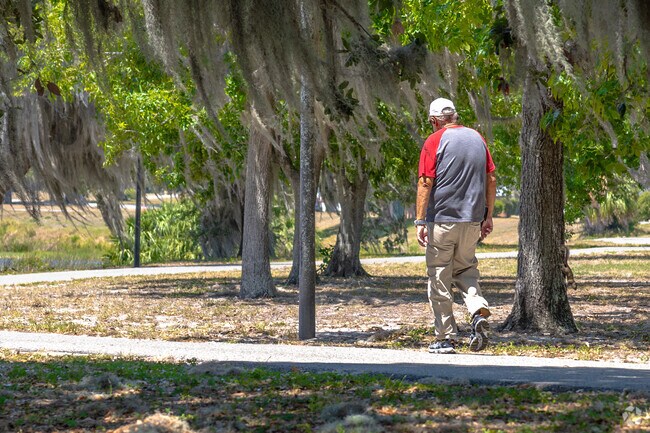 Locals get their exercise on the Lake Wailes Trail, which winds 2.5 miles around Lake Wailes.