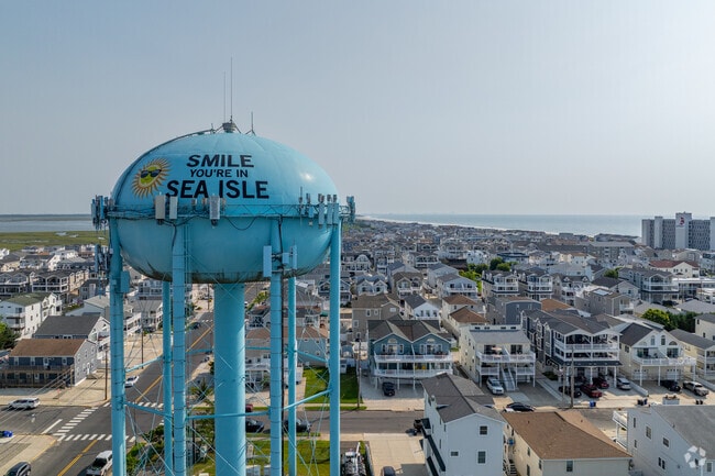 The water tower that tells you to smile welcomes vacationers into Sea Isle City.