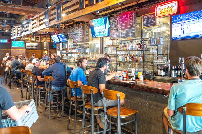 Locals and tourist alike enjoy the large selection of beer brewed at Steamworks Brewery.