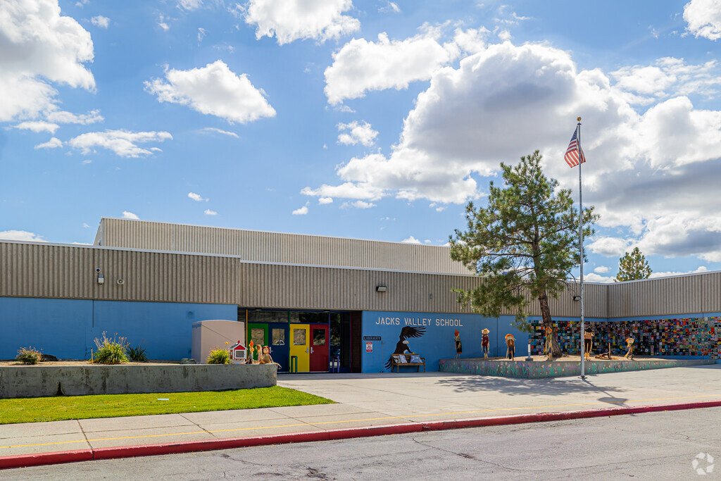 Jacks Valley Elementary School entrance is decorated with a mural made by the students.