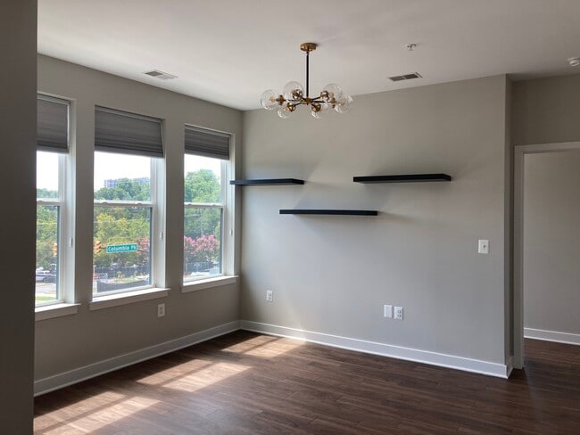 Custom shelving and lighting fixtures