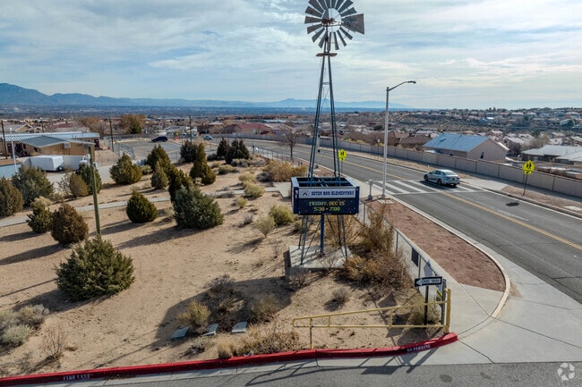 Windmill sign at Seven Bar Elementary School.