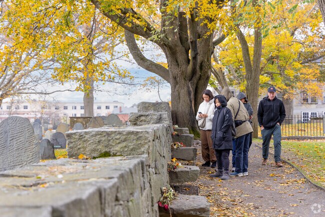 Salem Witch Trials Memorial near Salem Common honors historic events.