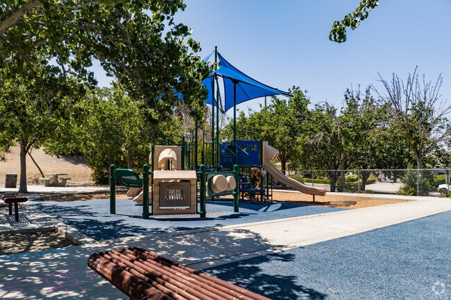 Side perspective view of some additional connecting parts of the playground.