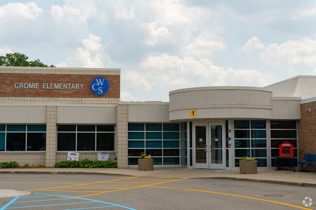 Front entrance to Cromie Elementary School.