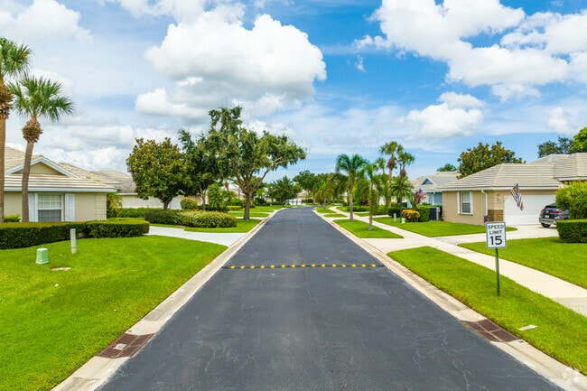 Residential streets are lined with clean sidewalk in St Lucie West.