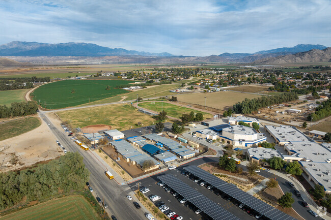 A mountain view is seen from Mountain Shadows Middle School in Nuevo.