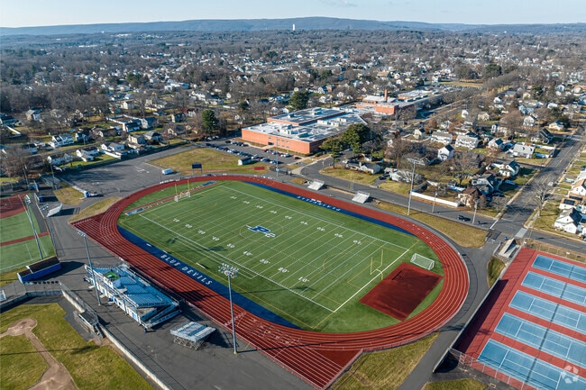 Plainville High School is located near the center of town.