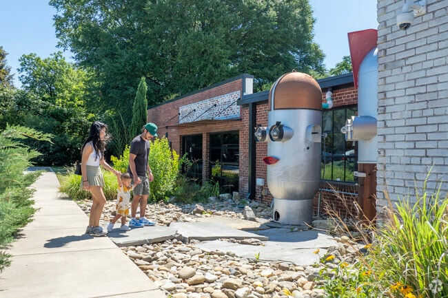 Several pieces of eclectic art near Seminary Ridge capture the attention of passersby.