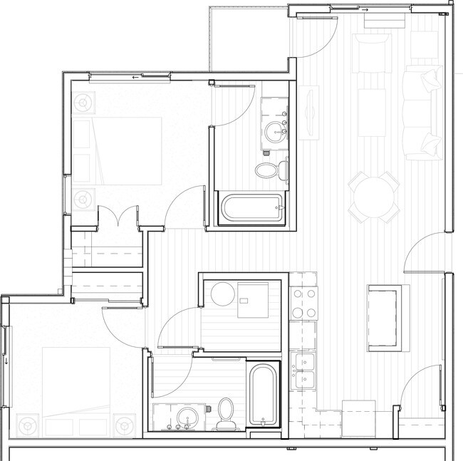 2 Bedroom / 2 Bath / 833 Sq.Ft.