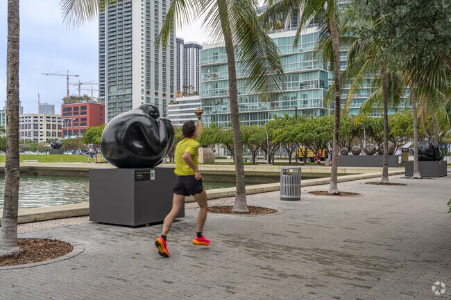 The presence of art installations adds a cultural dimension to the Park West.