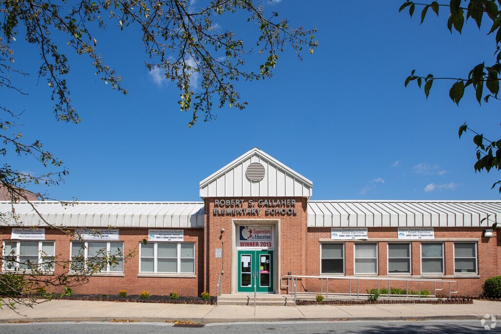 An entry/wide shot for Gallaher (Robert S.) Elementary School.