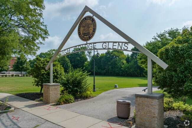 Enjoy the view of the Cuyahoga River from the High Bridge Glens Park in Downtown Cuyahoga Falls.