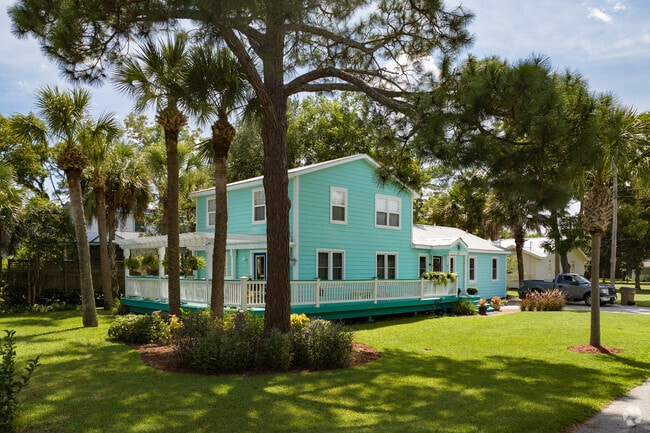 Brightly painted homes add charm to Tybee Island streets.