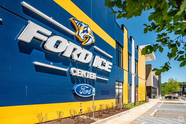 The front entrance of the Ford Ice Center located in Bellevue.