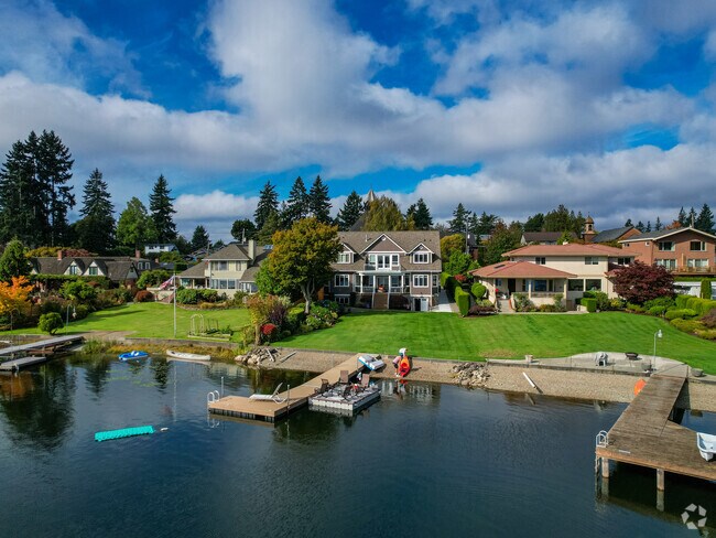 Lakefront homes in Lake Burien often have private docks and  scenic views.