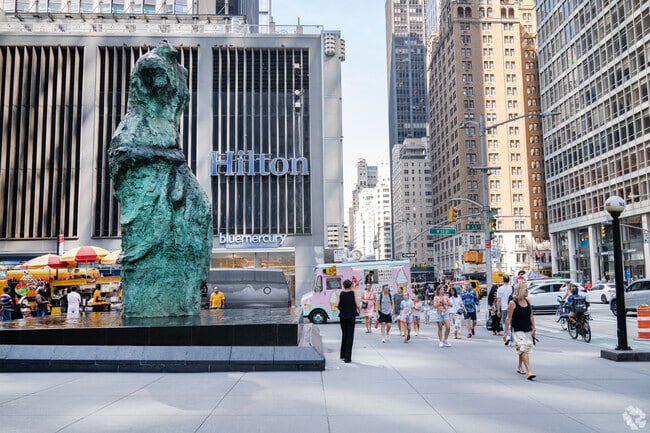 Watertown Plaza in Midtown East has a mix of residential and commercial buildings.