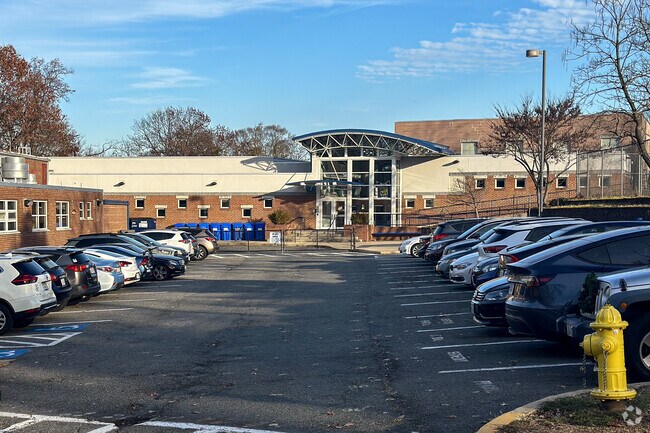 Arlington Science Focus School parking lot and side entrance