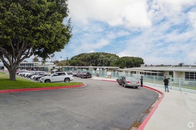 Staff parking lot at Seaside Elementary School in Torrance, CA.