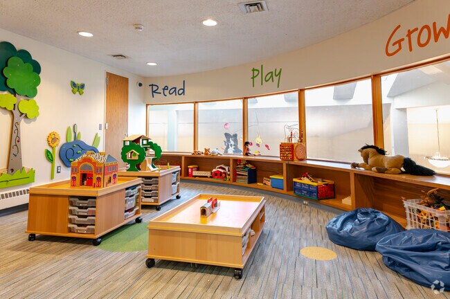 Woodbury Library children's corner overlooks the main downstairs area.