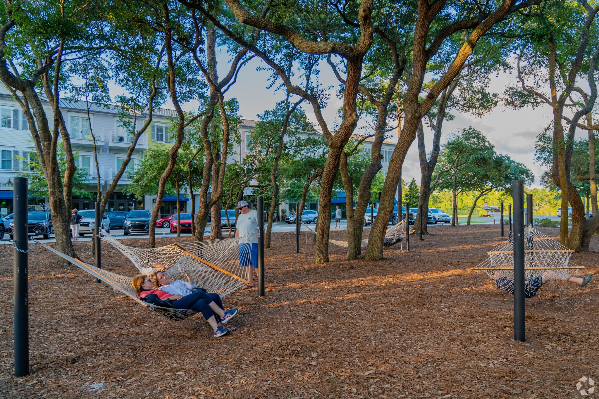 The hammocks in Live Oak Commons are a relaxing treat for Riverlight residents.