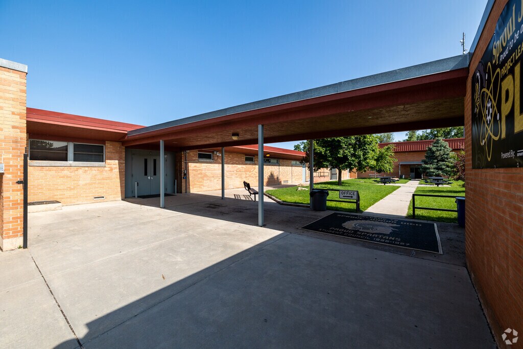 Open hallways run throughout Sproul Junior High School.