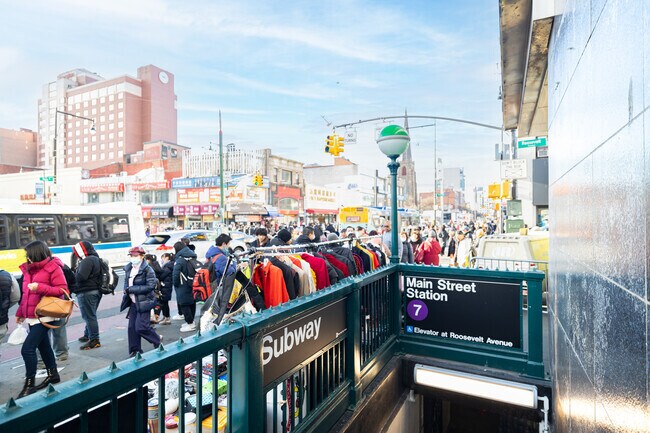 The Flushing Main Street Station in Downtown Flushing, Queens is always bustling.