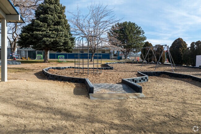 Roger Corbett Elementary School has a small playground off to the side for younger students.