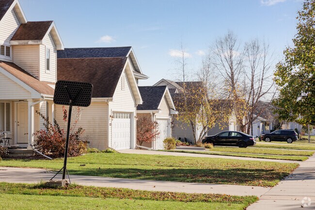 Single family homes with garages are common in Glacier Ridge.