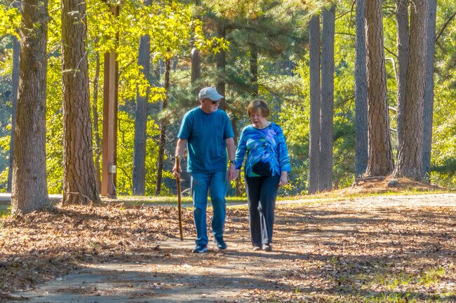 Many Lindale folks take to the trails in Faulkner Park for daily walks.