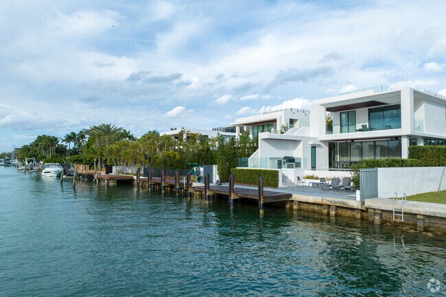 Surfside waterways are lined up with modern homes.