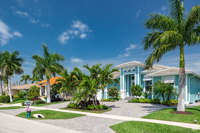 Many homes in Marco Island are designed with vibrant colors and tropical decor.