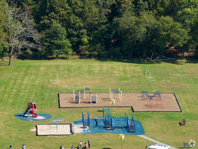 The large playground behind Brookhaven Elementary School in Brookhaven, NY.