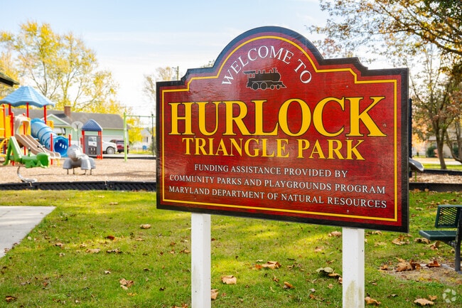 Children can enjoy outdoor fun at the playground in Hurlock Triangle Park.