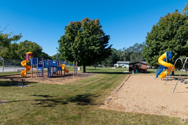 Maywood Park is a central hub for neighbors to gather and enjoy the fresh air.