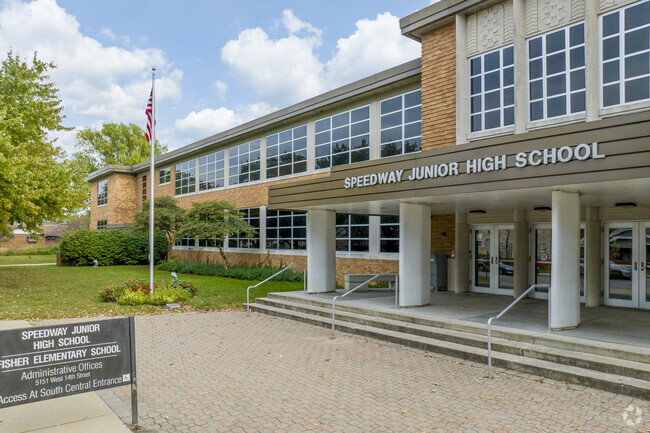 Speedway Junior High School main entrance.