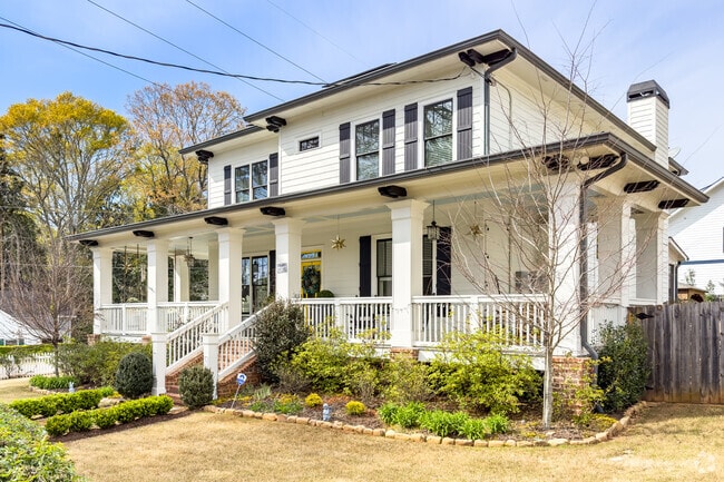Many homes in East Lake have large porches on Alston Dr.