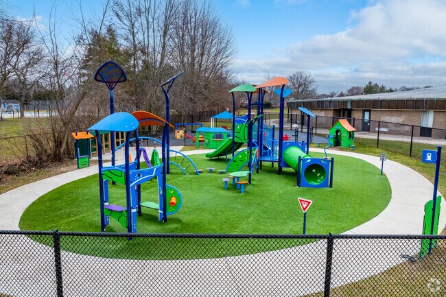 The playground at Cass Elementary School is very popular with the kids.